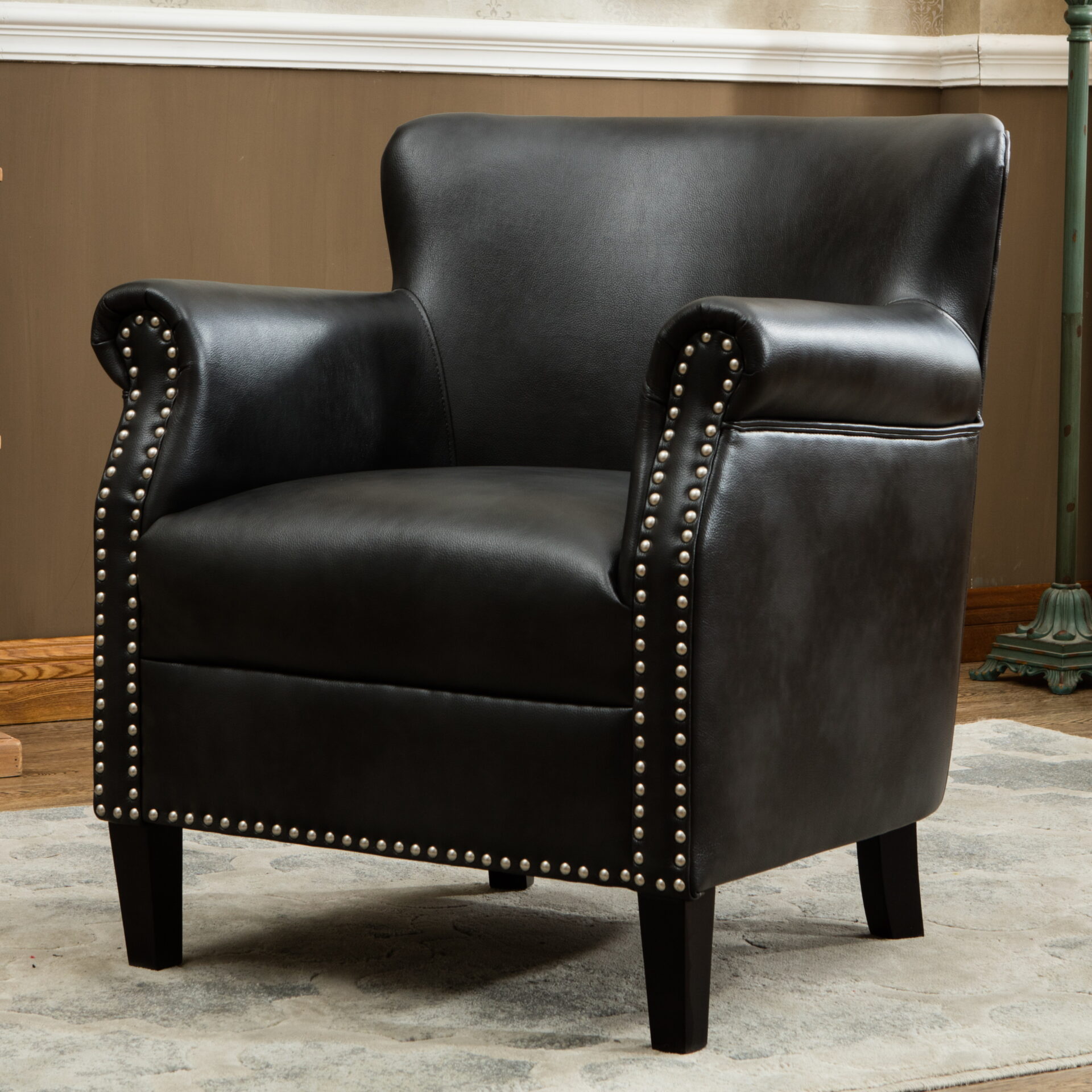 A black leather chair