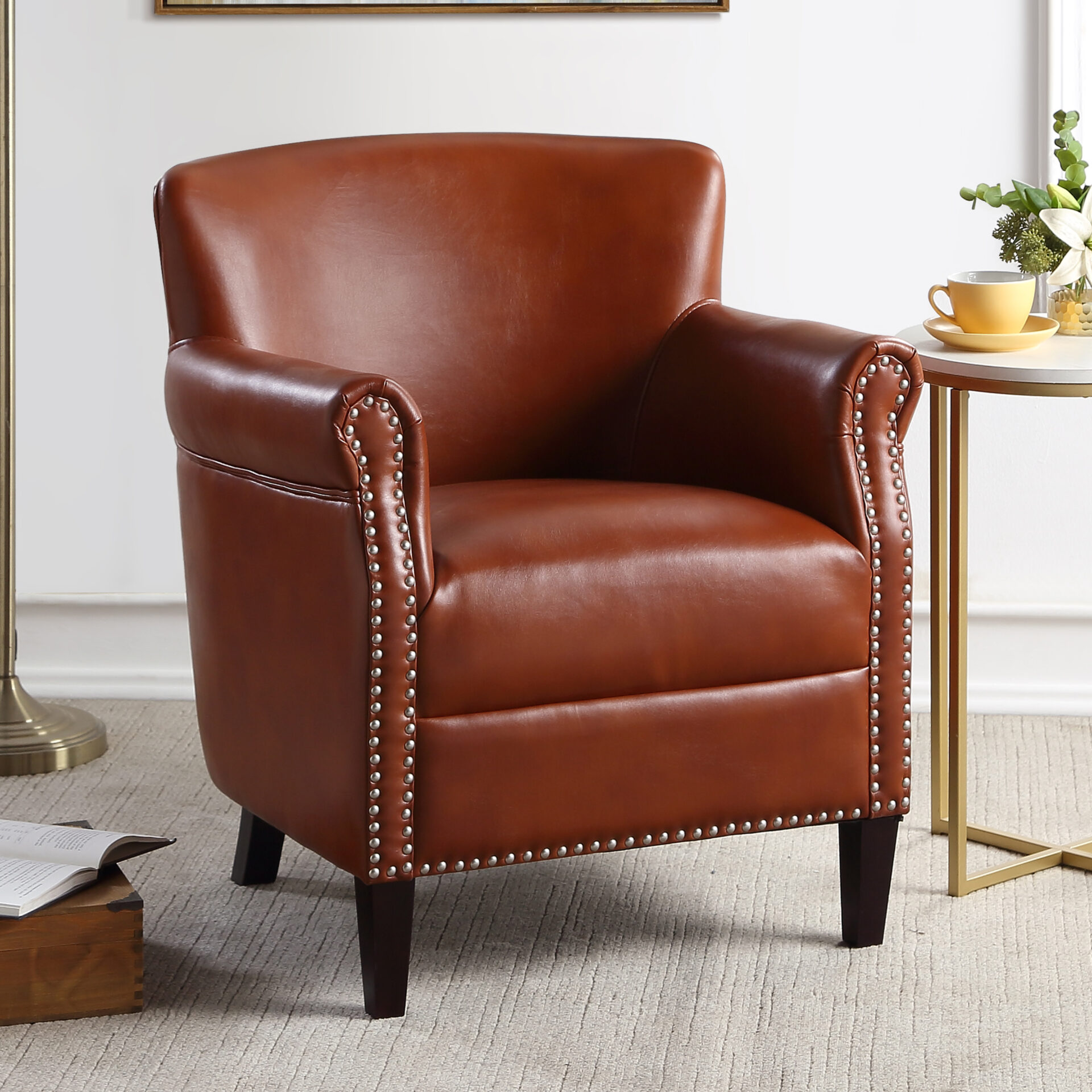 A brown leather chair