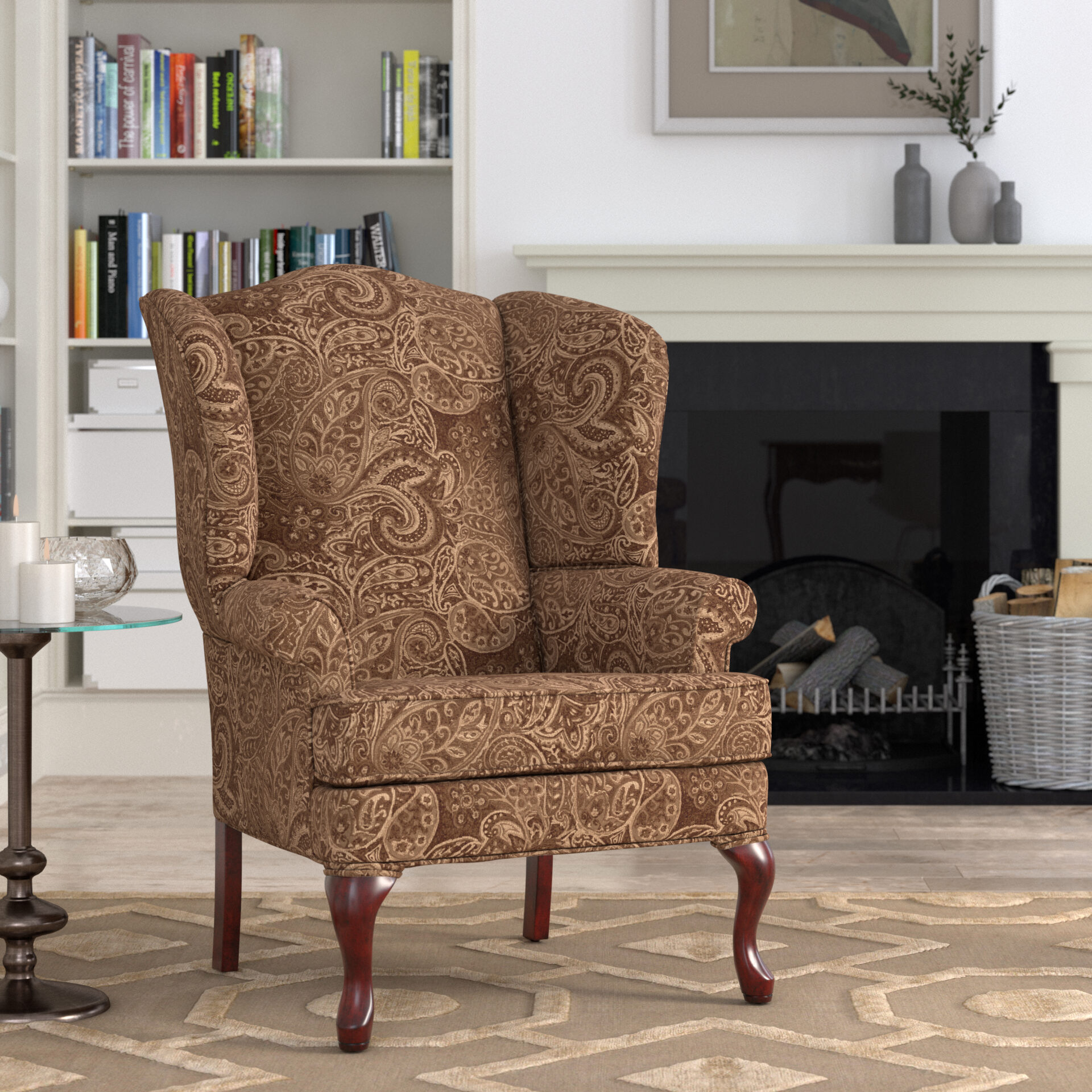 A wing chair with a vintage look