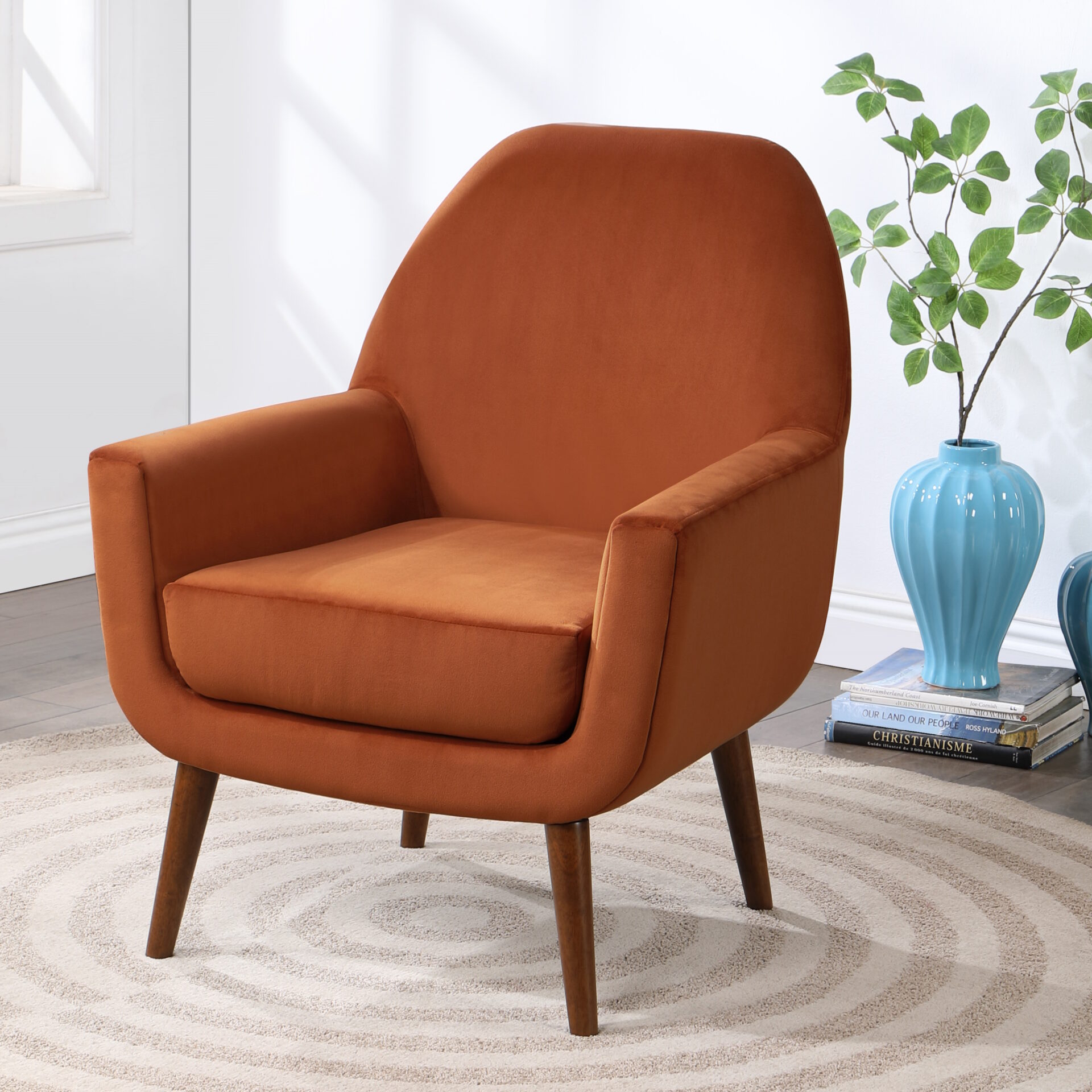 Closeup shot of An Orange Color Accent Chair