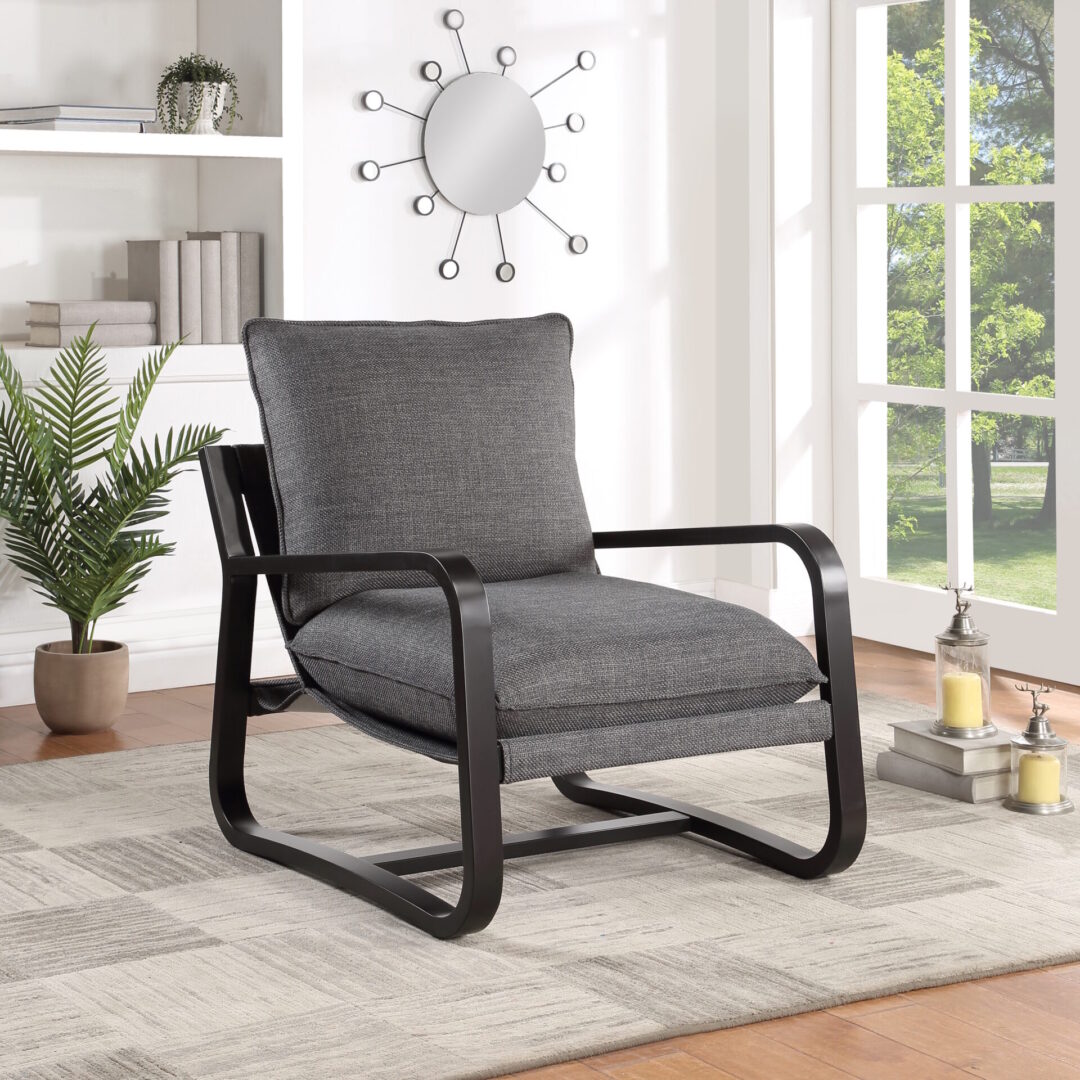 Accent Chairs in dark gray color with black metal legs